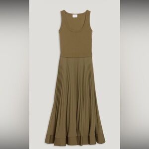Claudie Pierlot Green Pleated Midi Dress